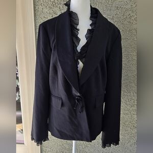 Josephine Chaus Jet Black Le Grand Ruffle Blazer NEW